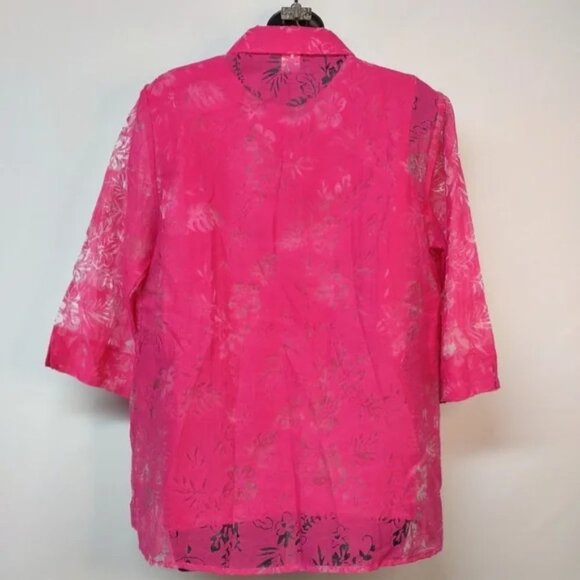 Salon Studio 2 Pieces Set Pink Abstract Floral Button Down Top Blouse Size M - Picture 2 of 13